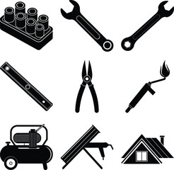 Roofer Black Vector elements isolated on white background