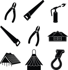 Roofer Black Vector elements isolated on white background