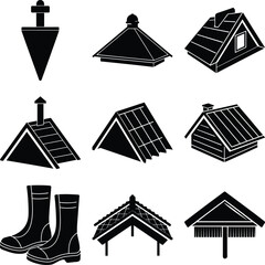 Roofer Black Vector elements isolated on white background