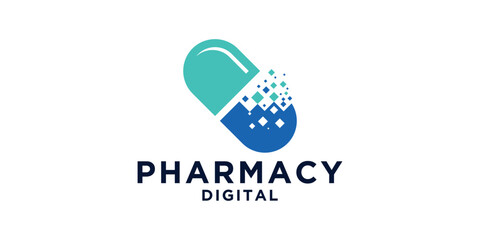 Digital Pharmacy Logo, Medical Technology, Health Innovation Symbol