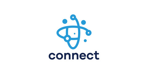 Global Digital Logo, Planet Technology, Protection Orbit Symbol