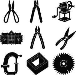 Roofer Black Vector elements isolated on white background