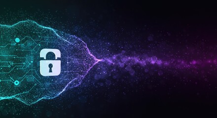 Cybersecurity protection with digital padlock, protect your data with online privacy, modern technology protects network data, secure future with cyber safety
