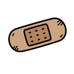 Cartoon Adhesive Bandage Doodle on Transparent Background for First Aid and Wound Care