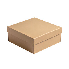 A simple, square, closed cardboard box, viewed slightly above. It has a matte finish