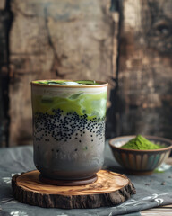 Iced Matcha Chia Latte