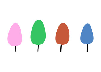 木のセット　春夏秋冬　北欧風　イラスト