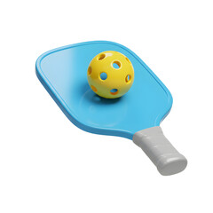 Pickleball Paddle and Wiffle Ball Set Isolated on Transparent Background: Trendy 3D Sport Icon