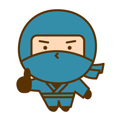 グッドサインを出すかわいい忍者のキャラクターイラスト　シンプルで親しみやすい和風のゆるキャラ