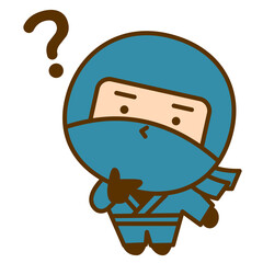 疑問を持つかわいい忍者のキャラクターイラスト　シンプルで親しみやすい和風のゆるキャラ