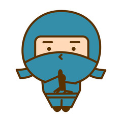 ドロンのポーズをとるかわいい忍者のキャラクターイラスト　シンプルで親しみやすい和風のゆるキャラ