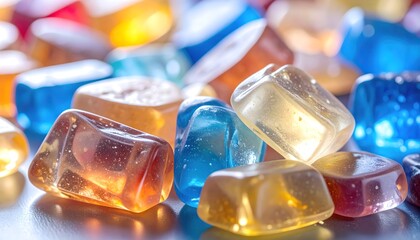 Extreme macro of assorted gummy candies