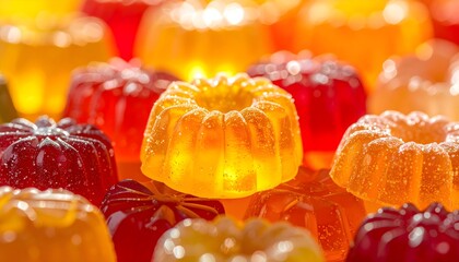 Extreme macro of assorted gummy candies
