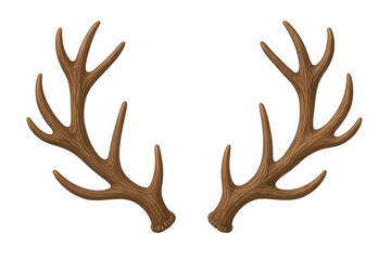 Deer antlers brown wood texture illustration, wild nature animal shedding concept, forest hunting sign element