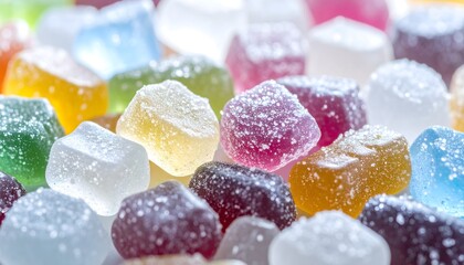 Extreme macro of assorted gummy candies