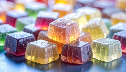 Extreme macro of assorted gummy candies