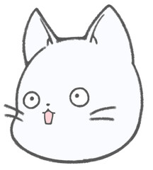 Surprised cute white cat character icon