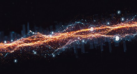 Dynamic Bitcoin network connecting global finance with futuristic technology, a powerful symbol for cryptocurrency and blockchain innovation in the digital age