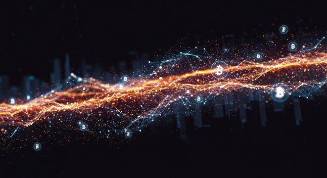 Dynamic Bitcoin network connecting global finance with futuristic technology, a powerful symbol for cryptocurrency and blockchain innovation in the digital age - Powered by Adobe