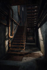 old staircase in the dark