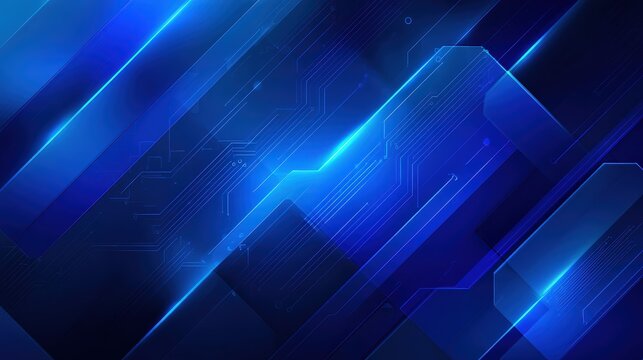 A sleek blue abstract background featuring geometric lines and circuit-like patterns, ideal for tech-related themes.