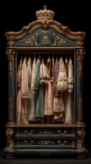 Fototapeta premium Antique royal wardrobe with ornate gold details for phone wallpaper