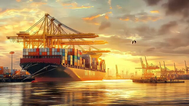 Stacks of massive containers tower high, their colorful surfaces weathered by years of trade and travel.