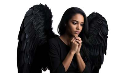 Dark Angel Fallen Wings Goth Woman Fantasy Black Feathers Grief Sorrow Concept