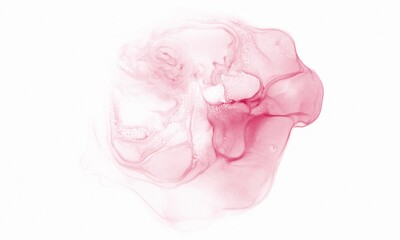 Abstract Red and Pink watercolor alcohol ink stain texture on white  Background