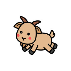 Fototapeta premium Cartoon Goat Character in a Playful Pose with a Transparent Background