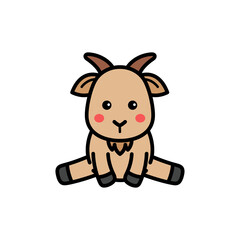 Cartoon Goat Illustration Isolated on Transparent Background Featuring a Tan Goat with Rosy Cheeks...