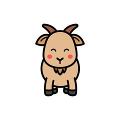 Naklejka premium Cartoon Goat Illustration Smiling with Rosy Cheeks on Transparent Background