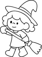 Halloween party cartoon, kids having fun on Halloween, hand drawn illustration, vector