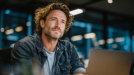 Young professional specialist latin hispanic business man in front of the laptop