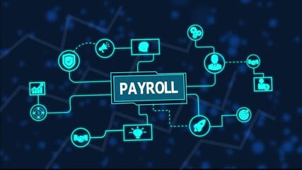 PAYROLL concept illustration depicting employee salary management, automated payment systems, financial accuracy, HR solutions, compliance, and organizational efficiency.