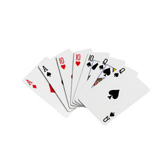 Obraz premium Hand of cards displaying a royal flush isolated on a neutral field offering copy space perfect for