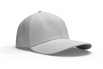 3D cap mockup featuring a clean white baseball cap isolated on background. Perfect for showcasing branding, embroidery, fashion designs, or apparel designers, fashion accessories, headgear, headwear