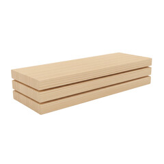 Stacked planks of light toned wood, a minimalist composition on transparent isolated background