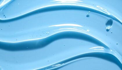 Close-up of swirling, translucent blue gel, with tiny bubbles