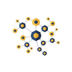 Modern intricate web of linked hexagonal elements symbolizing technological data flow and collaborative systems