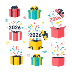 Festive 2026 New Year's Gift Boxes Collection - Celebratory Presents and Surprises