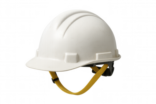 Worker hard hat providing head protection on job site, safety helmet for daily construction, building, and industrial work