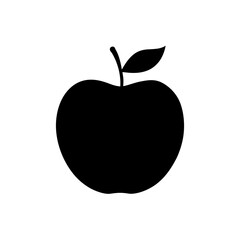 Black apple simple shape on transparent background silhouette