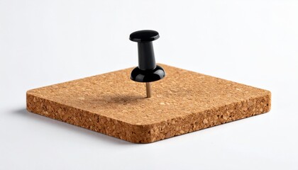 A black pushpin embedded in a cork board, highlighting office organization and creative workspace ideas