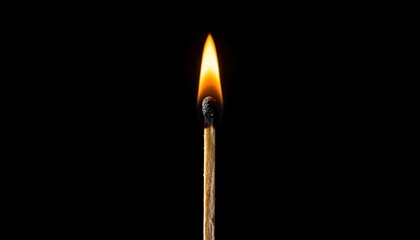 A single matchstick igniting against a black background, symbolizing hope and resilience in darkness