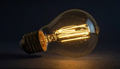 Vintage light bulb glowing warmly against a dark backdrop, creating a cozy ambiance ideal for decor