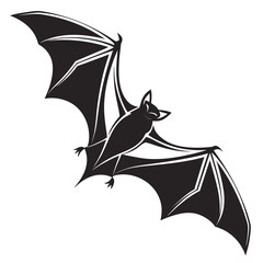 Stylized black bat in flight with wings spread