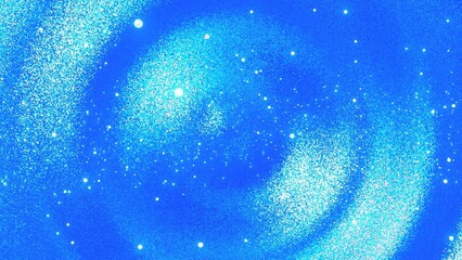 Abstract blue cosmic background with sparkling glitter and stars, fantasy galaxy or nebula texture.