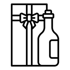 gift giving outline icon with beer bottle in present box