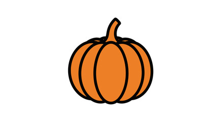 Vibrant Pumpkin Illustration with Black Outline on White Background.